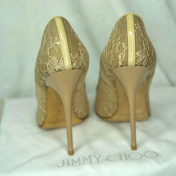 Jimmy Choo Tan Lace Heels - Picture 3 of 7